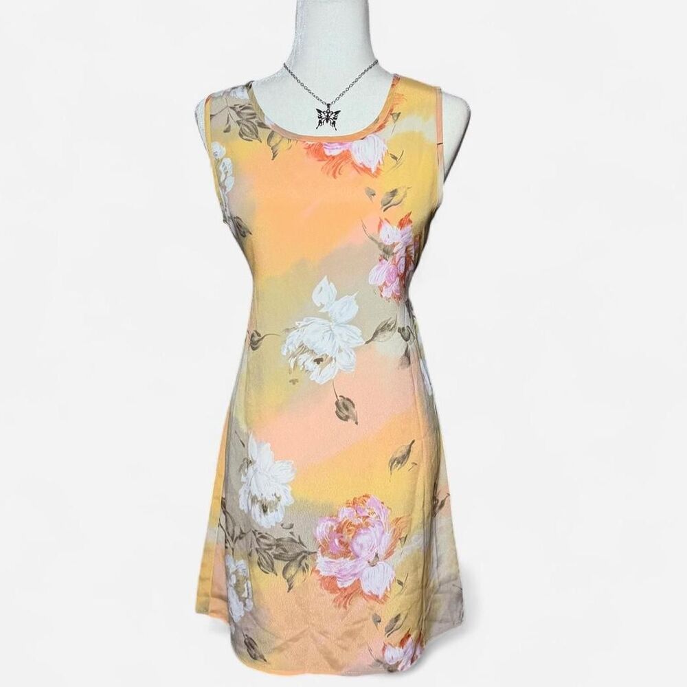 Vintage Y2K Yellow Floral Sleeveless Whimsy Fairy Cottagecore Dress - Picture 2 of 8